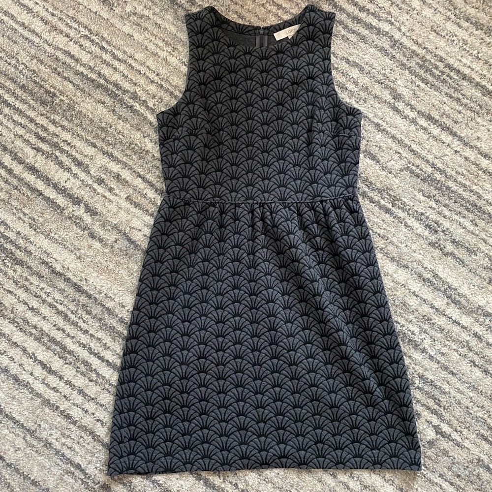 Loft Gray & Black Dress 4 Petite